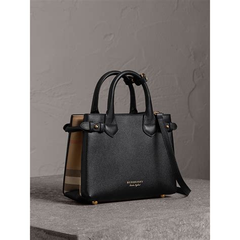 Burberry House Check Banner Small Tote Bag Black 